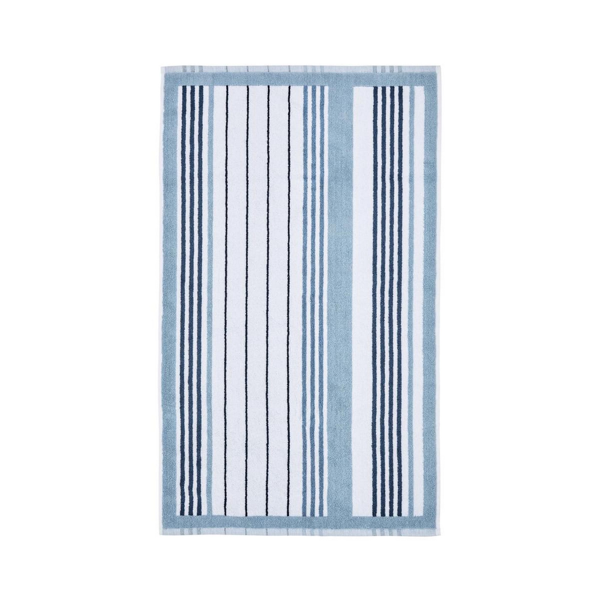 Azora Striped Bath Mat By Bedeck Of Belfast In Chambray Blue